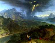 Francisque Millet - Mountain Landscape with Lightning